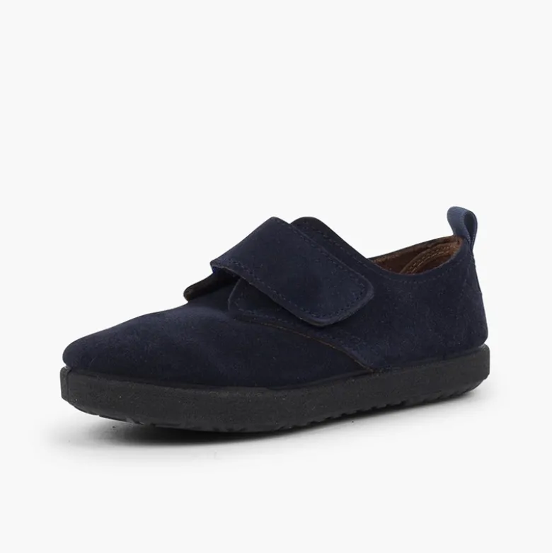 Blucher de tira adherente casual en piel de serraje
