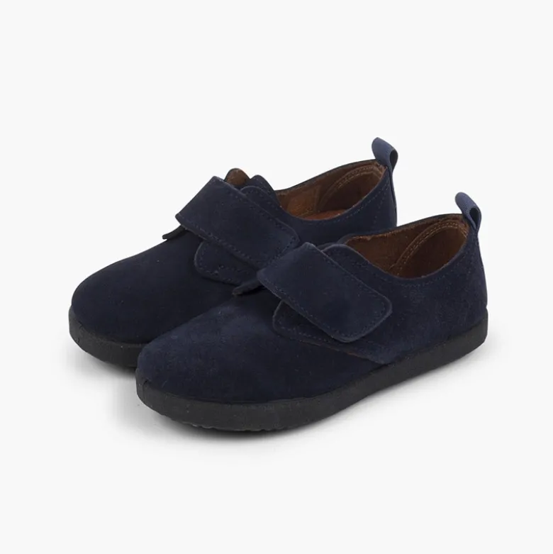 Blucher de tira adherente casual en piel de serraje