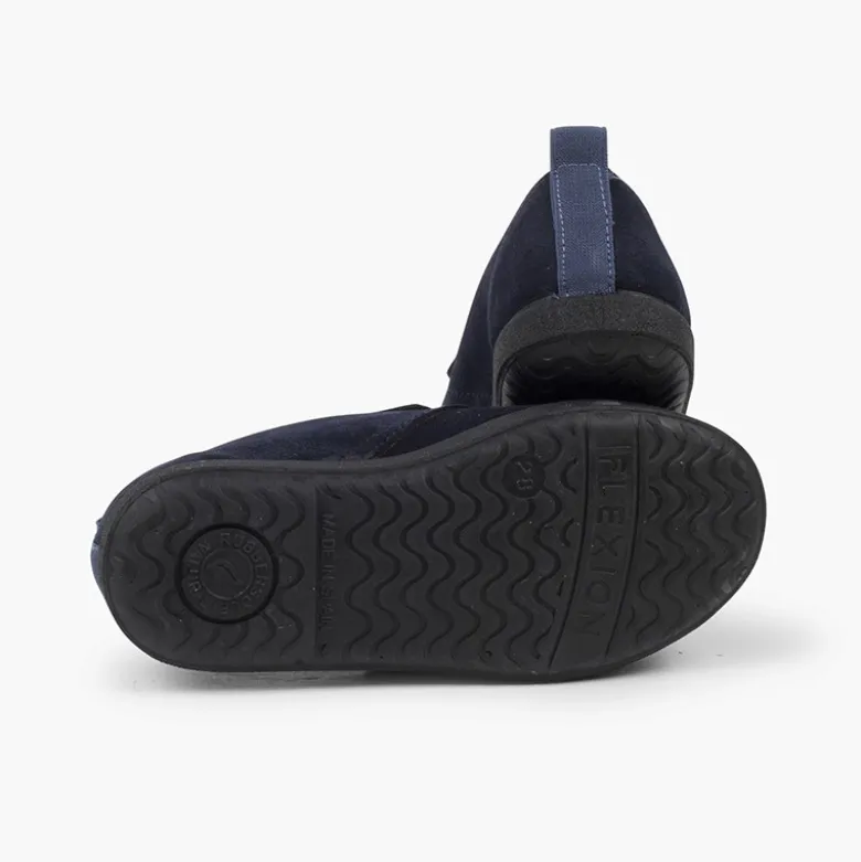 Blucher de tira adherente casual en piel de serraje