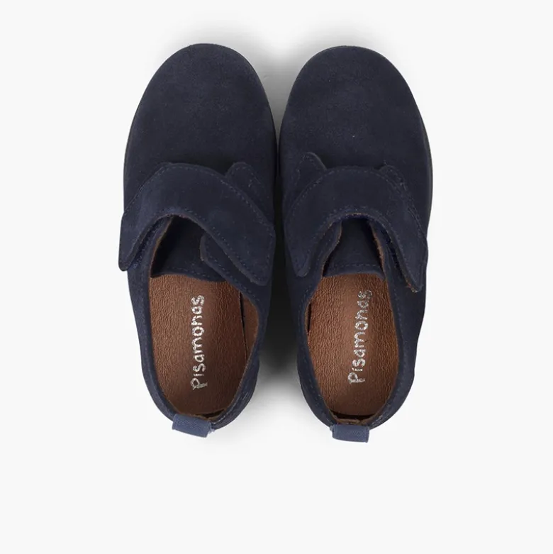 Blucher de tira adherente casual en piel de serraje