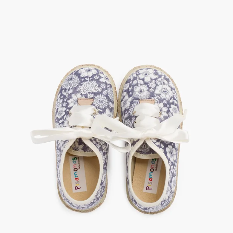 Blucher flores y yute cordones raso