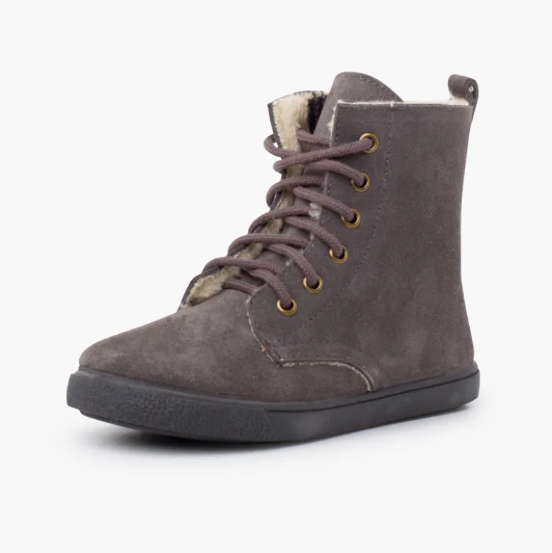Bota borrego cordones cremallera lateral