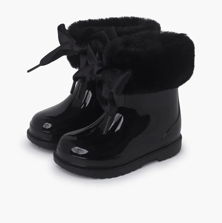 Botas Agua Bajas Pelito y Lazo Raso