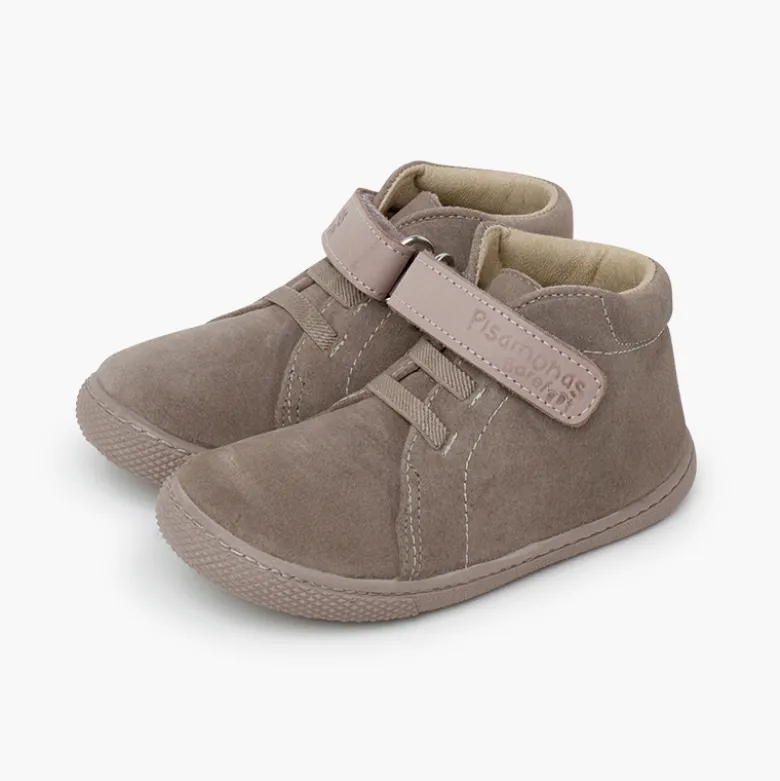 Botas barefoot serraje tira piel y cordones