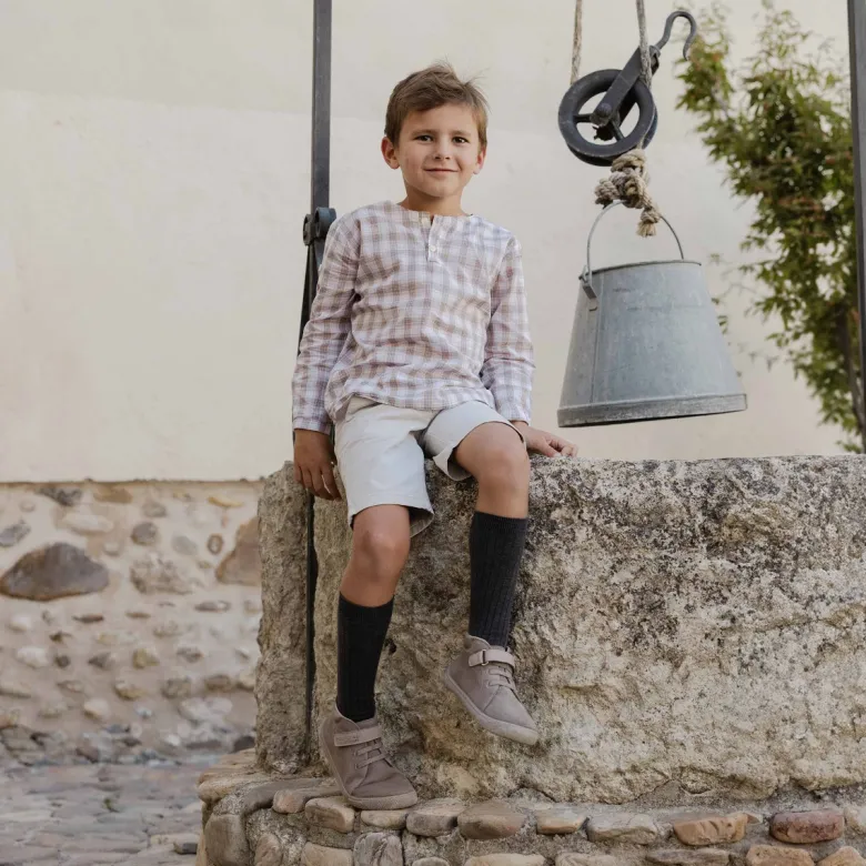 Botas barefoot serraje tira piel y cordones