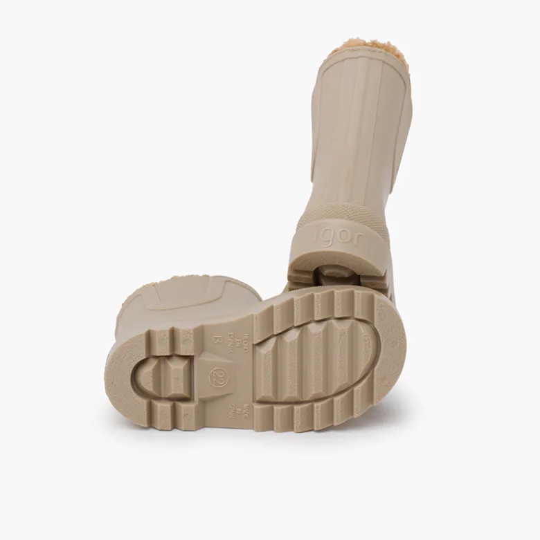 Botas de agua niño y niña de borreguito