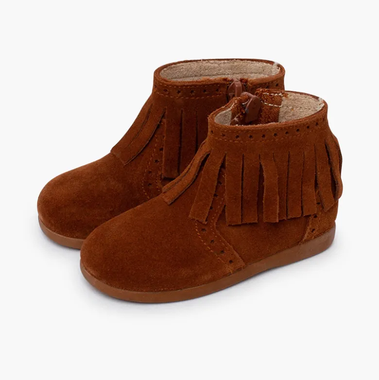 Botas niña flecos picado cremallera