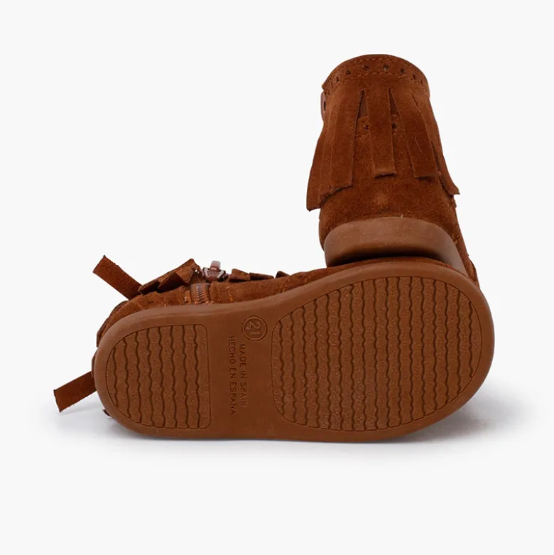 Botas niña flecos picado cremallera