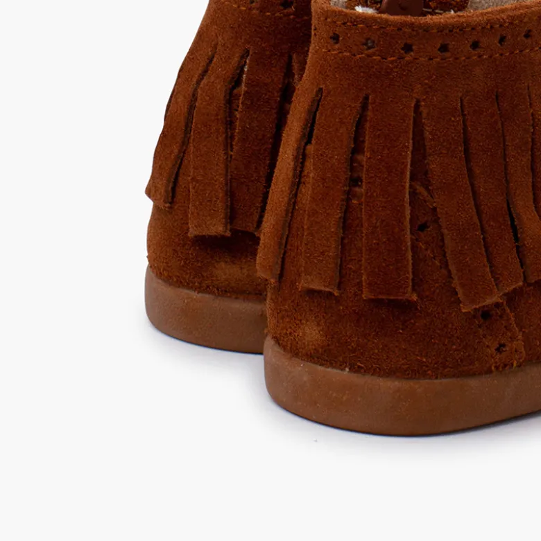 Botas niña flecos picado cremallera
