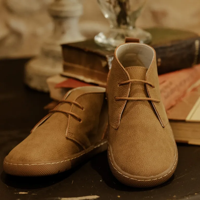 Botas niño barefoot cordones talonera cuero