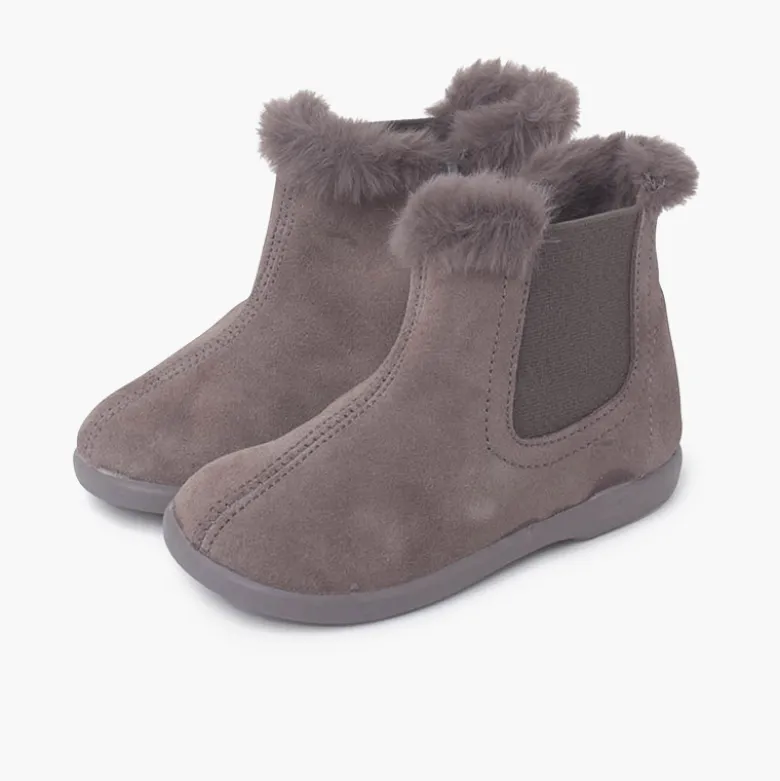 Botines Tipo Chelsea Niña con Cuello Pelito