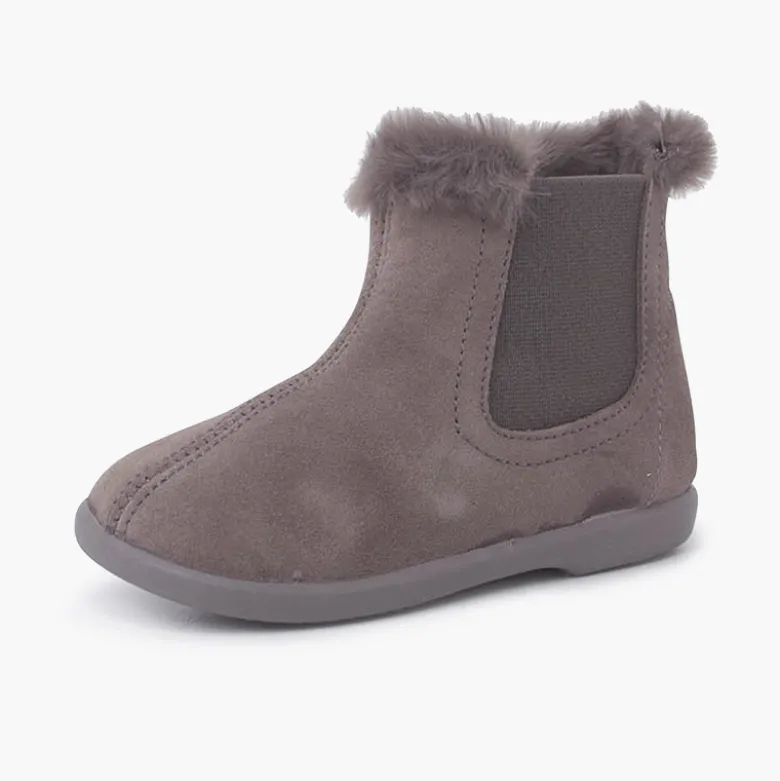 Botines Tipo Chelsea Niña con Cuello Pelito