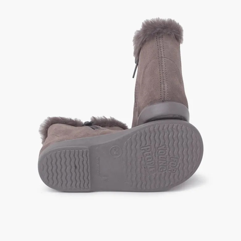 Botines Tipo Chelsea Niña con Cuello Pelito