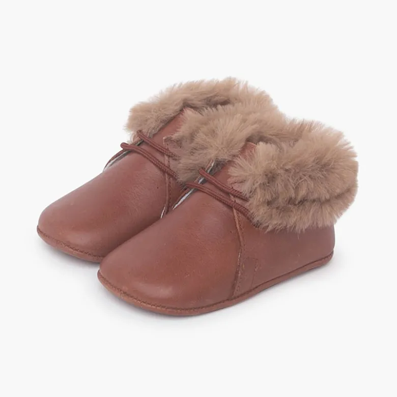Botitas Bebe Cordones y Cuello Pelito
