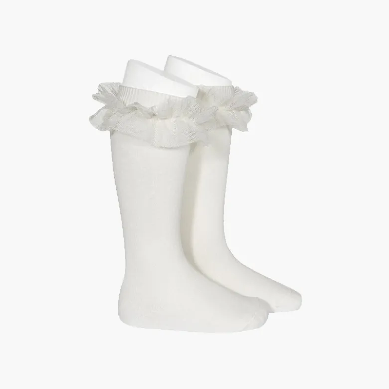 Calcetines altos lisos tira tul