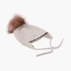 Gorro lana orejeras y pompón pelo