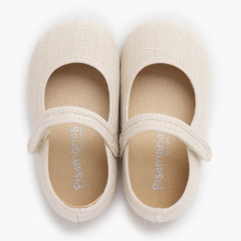 Merceditas barefoot lino cierre adherente