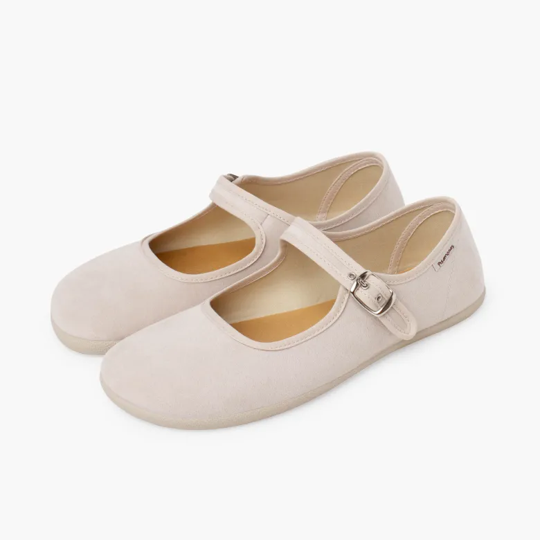 Merceditas barefoot suede hebilla mujer