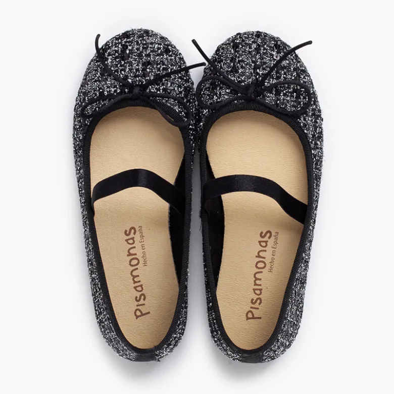 Merceditas elástico tweed brillo