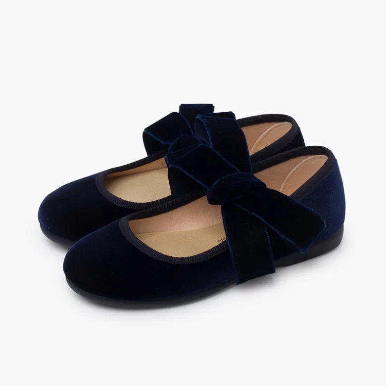Merceditas niña lazada terciopelo