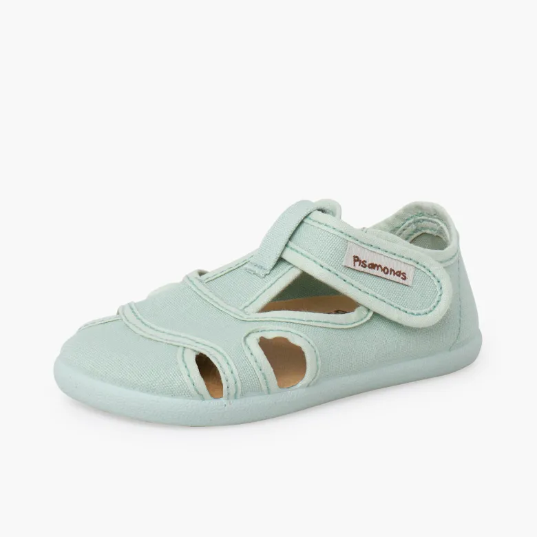 Sandalias barefoot niños lona cierre ancho