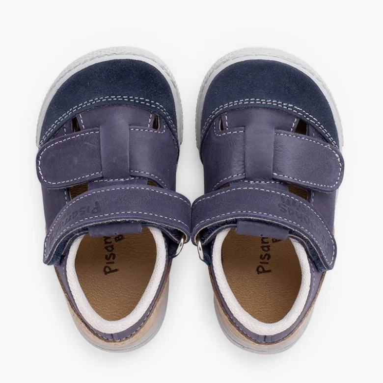 Sandalias barefoot piel niños doble tira