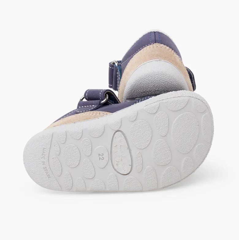 Sandalias barefoot piel niños doble tira