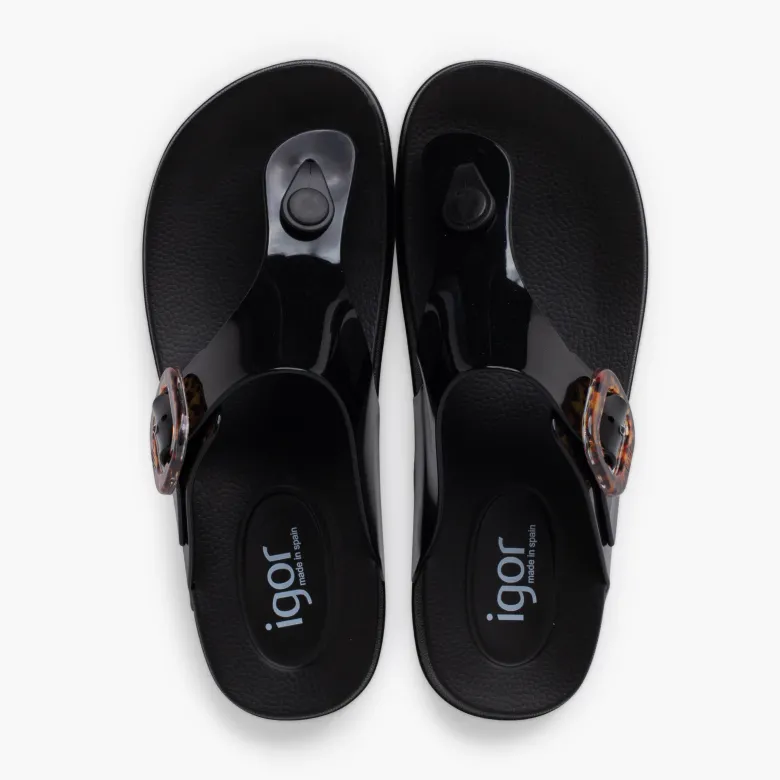 Sandalias dedo extra light brillo mujer