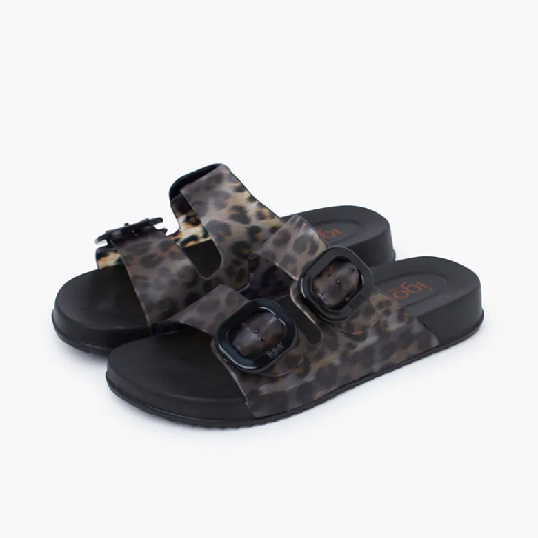 Sandalias habana doble hebilla animal print