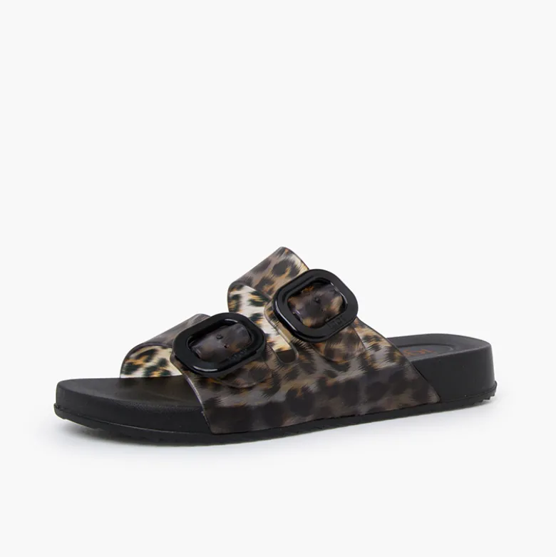 Sandalias habana doble hebilla animal print