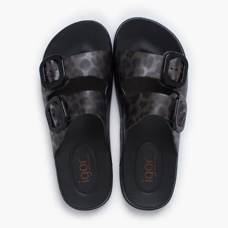 Sandalias habana doble hebilla animal print