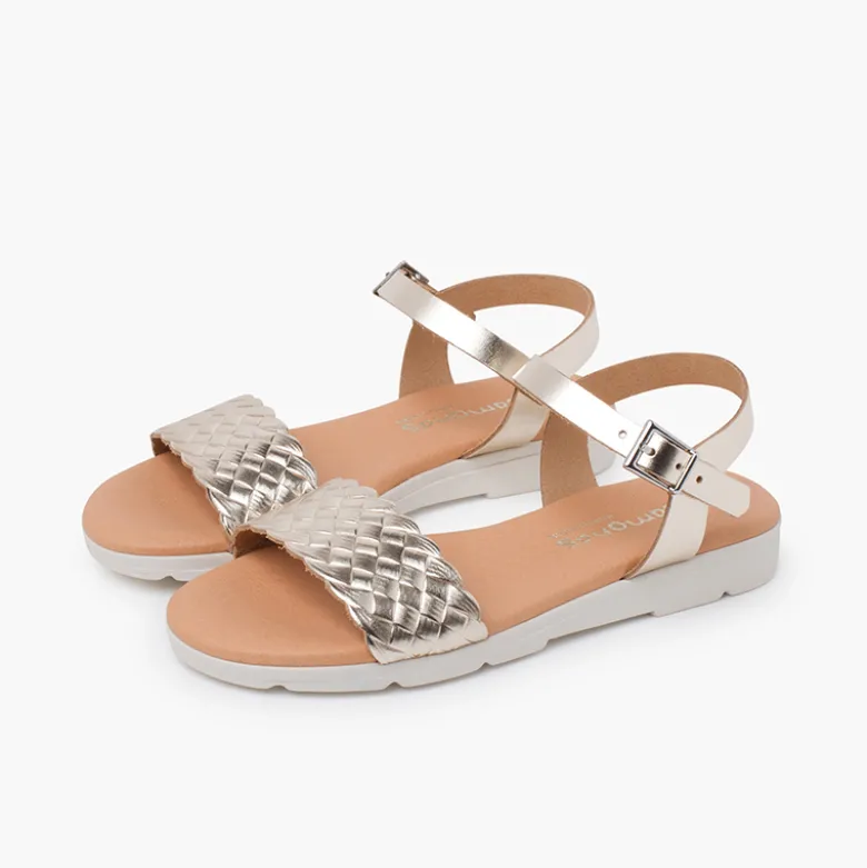 Sandalias hebilla pala trenzada