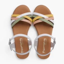 Sandalias hebilla tiras cruzadas colores