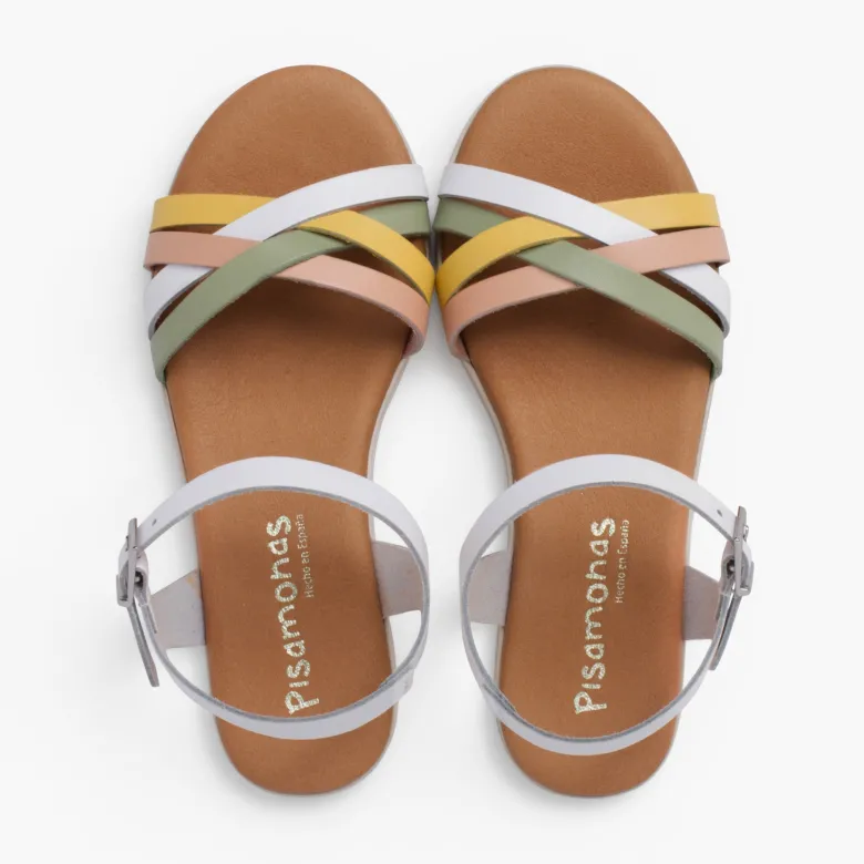 Sandalias hebilla tiras cruzadas colores