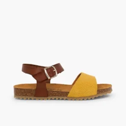Sandalias niña bio cuero niña y serraje grabado