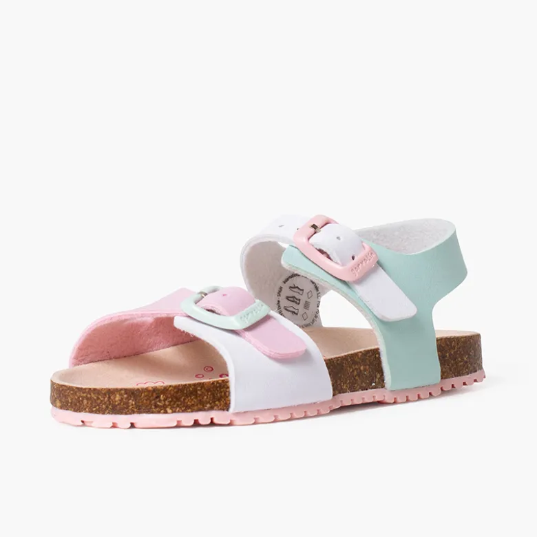 Sandalias niña bio multicolor doble hebilla