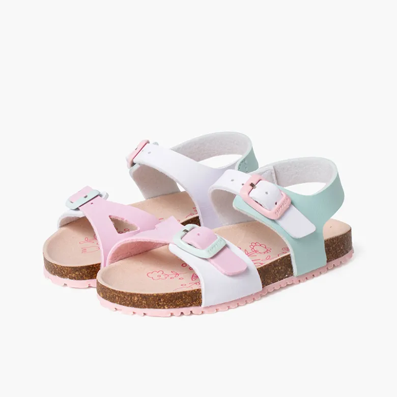 Sandalias niña bio multicolor doble hebilla