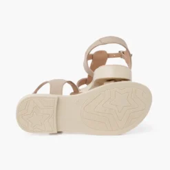 Sandalias niña de piel suave con tira central trenzada