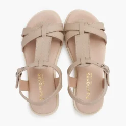 Sandalias niña de piel suave con tira central trenzada