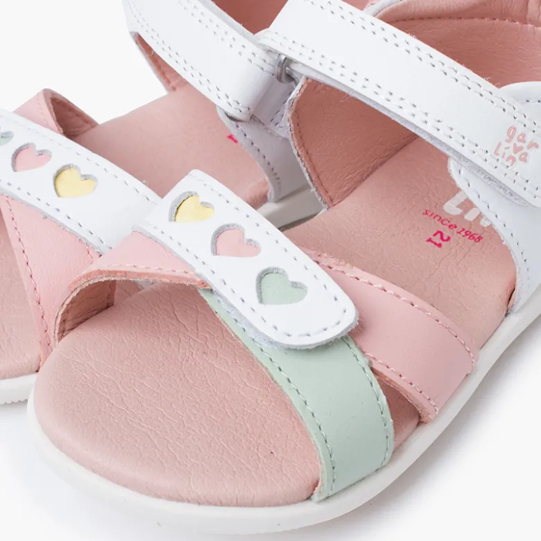 Sandalias niña Garvalín primeros pasos corazones