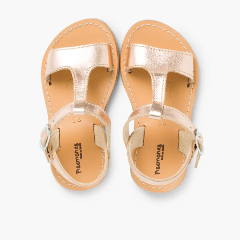 Sandalias Niña Piel Lisa Metalizada