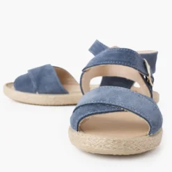 Sandalias niña serraje y yute tiras cruzadas