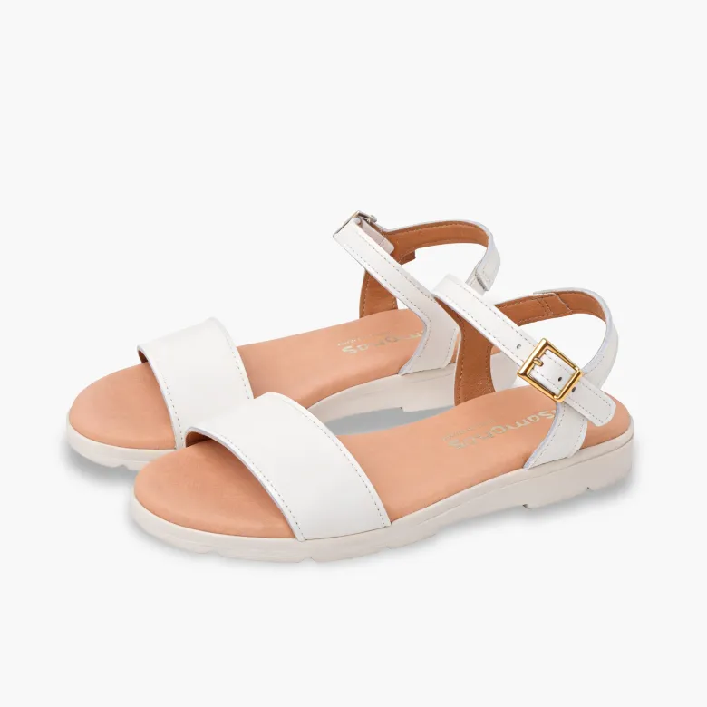 Sandalias niña y mujer en piel con plantilla de gel