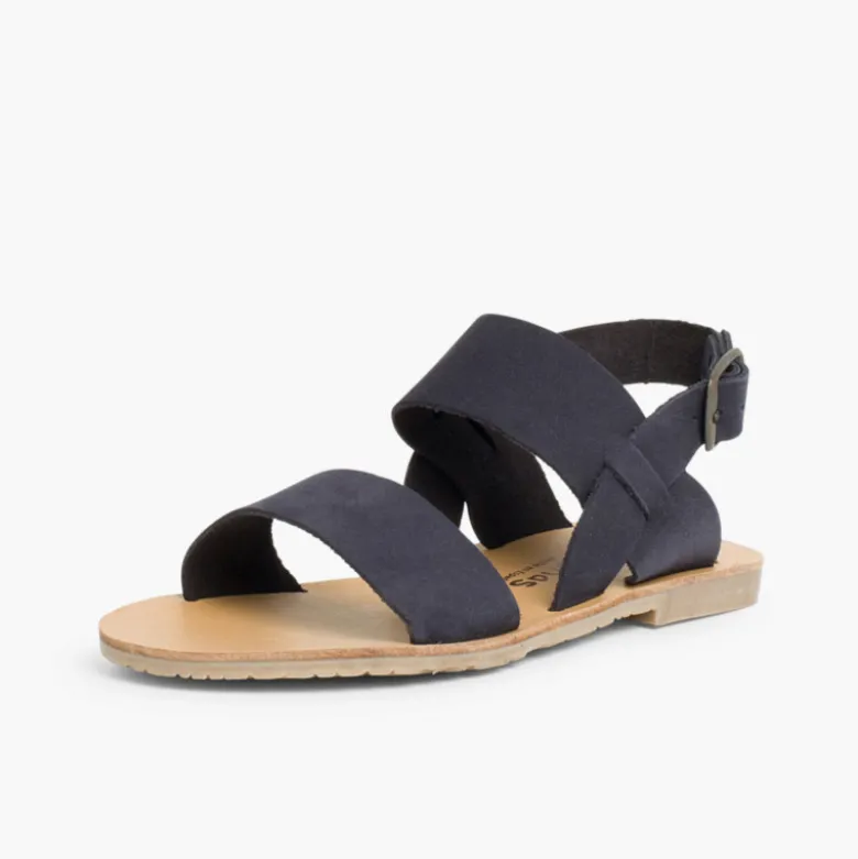 Sandalias Niña y Mujer Nobuck Tiras Anchas