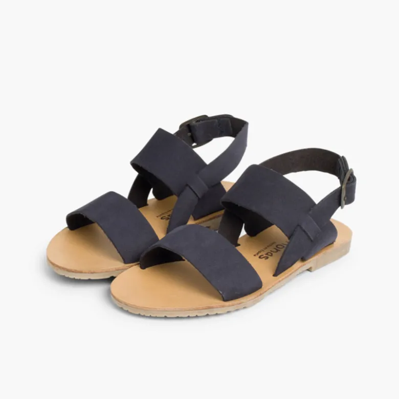 Sandalias Niña y Mujer Nobuck Tiras Anchas