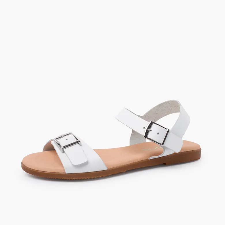 Sandalias niña y mujer. Pala con hebilla ancha