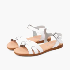 Sandalias niña y mujer pala romana piel