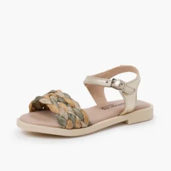 Sandalias niña y mujer pala trenzada con hebilla