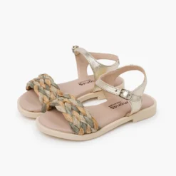 Sandalias niña y mujer pala trenzada con hebilla
