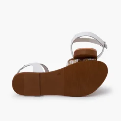 Sandalias niña y mujer. Tira de yute cruzada en la pala